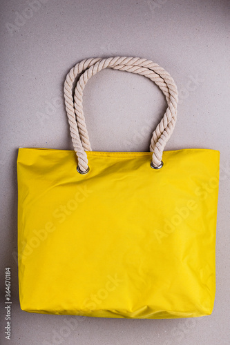 yeallow beach summer bag isolated on white background