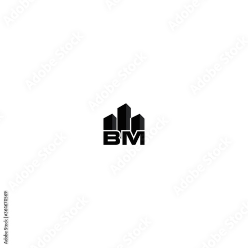 Building With Letter BM Monogram Logo Design.Initial logo concept with building template vector. 