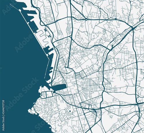 Vector map of Marseille. Street map art poster illustration.