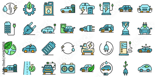Hybrid icons set. Outline set of hybrid vector icons thin line color flat on white