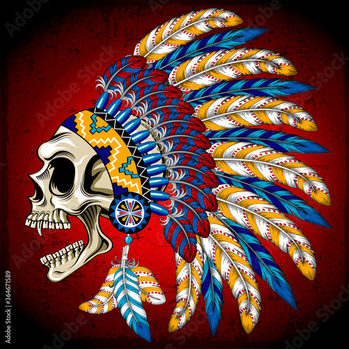 Vector illustration Indian skull.