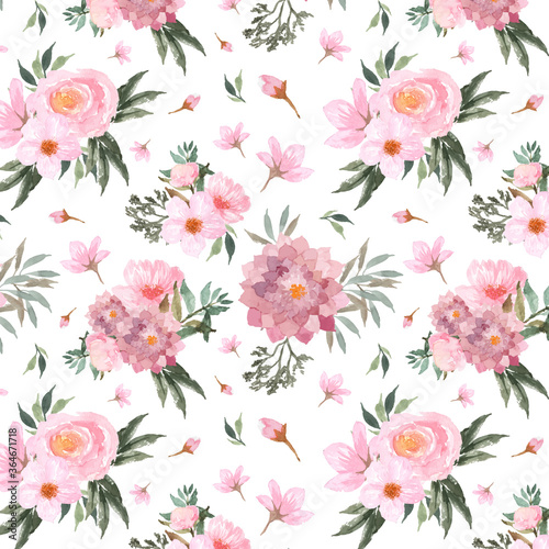 seamless pattern with gorgeous red flowers