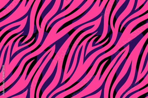 Trendy color abstract tiger pattern background. Hand drawn pink fashionable wild animal skin texture for fashion print design, cover, banner, wallpaper. Vector illustration © Ketmut