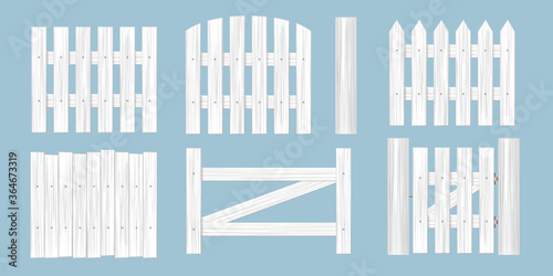 Vector set. Wooden fence of different shapes.