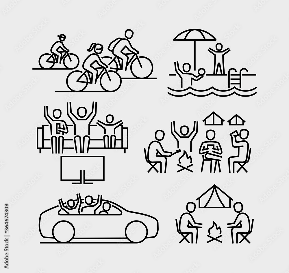Family Leisure Vector Line Icons