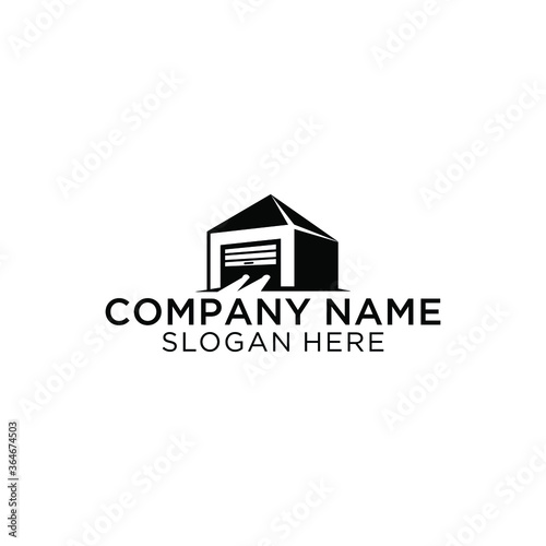 Modern black logo design with gradient, house with car garage.