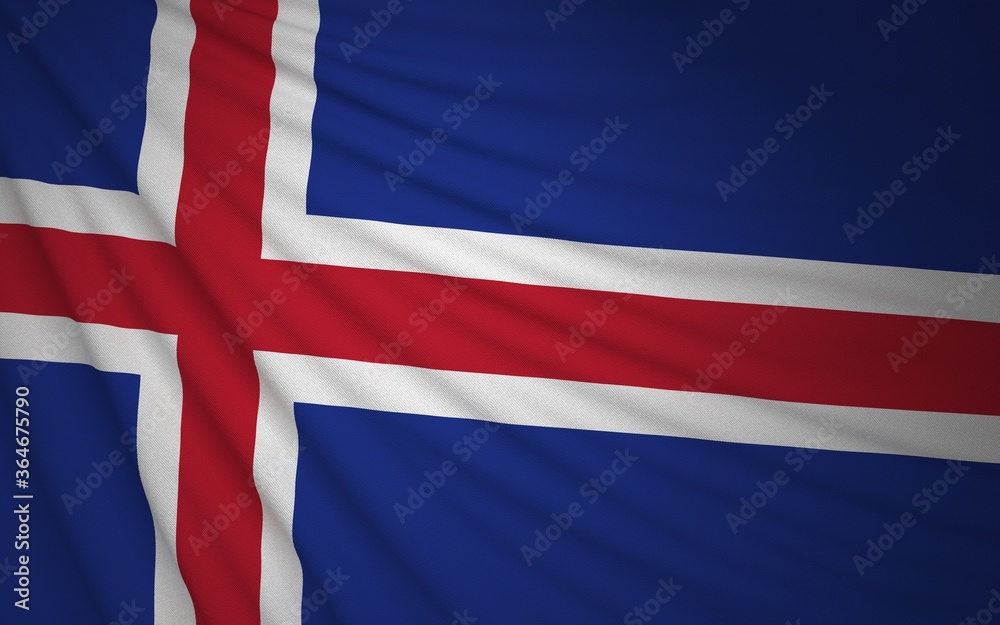 Fototapeta premium Wavy Iceland Flag, Country Flag, 3D Rendering