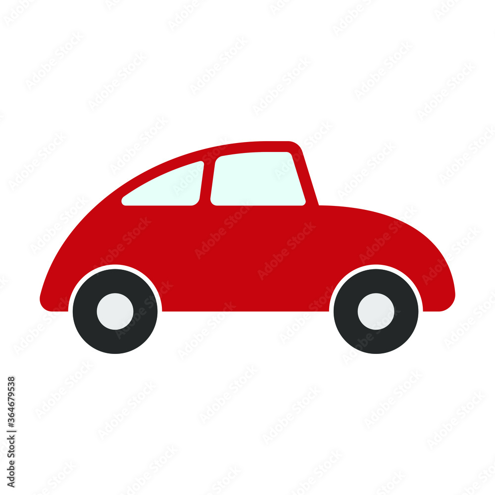 Car icon. Cute red cartoon style automobile vector image. Comic transport logo. Vintage auto vehicle sign. Isolated on white background. Car icon. Cute red cartoon style automobile vector image. Comic transport logo. Vintage auto vehicle sign. Isolated on white background.