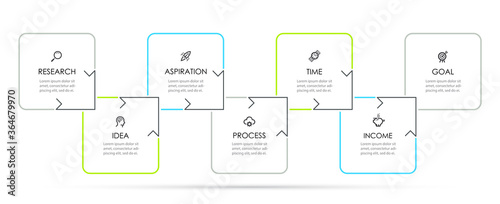Business Infographic template. Thin line design with icons and 7 options or steps.