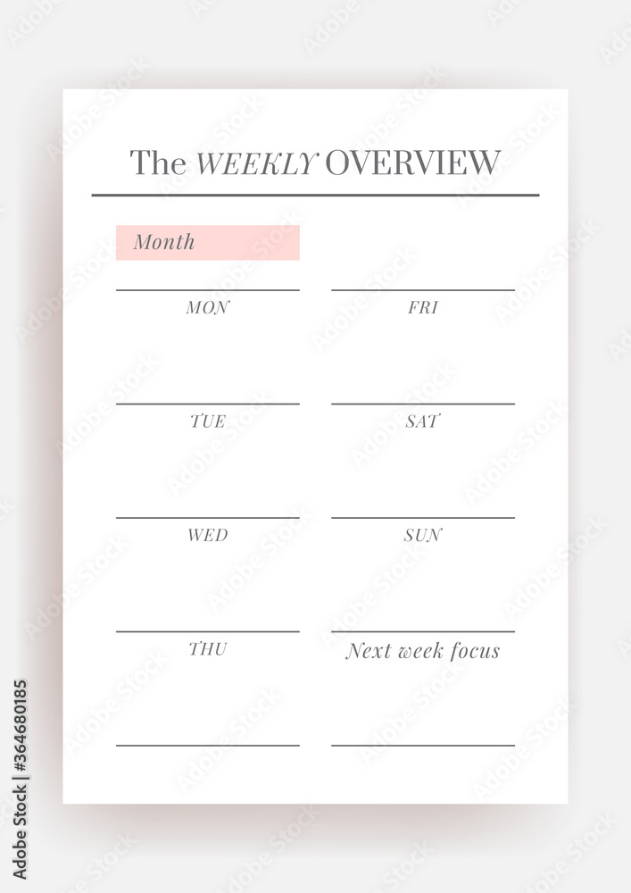 Planner sheet vector. Printable vertical notebook page Stock Vector ...
