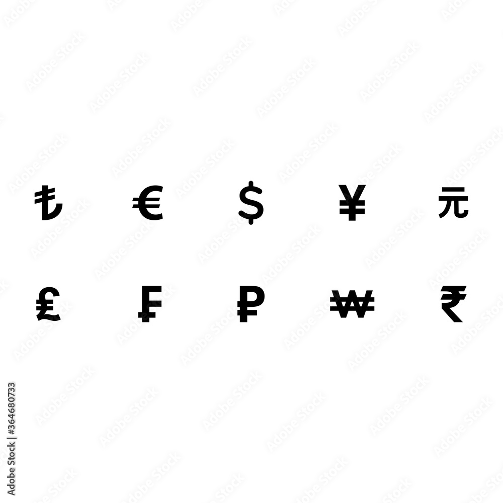 currency popular in the world icon vector symbol of finance isolated illustrations white background currency popular in the world icon vector symbol of finance isolated illustrations white background