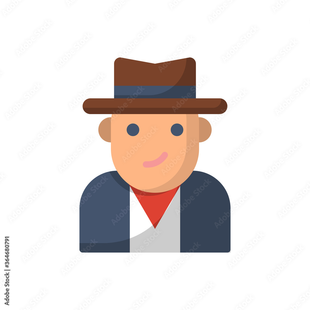 Man wearing hat flat icon style design illustration