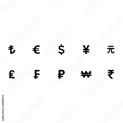 currency popular in the world icon vector symbol of finance isolated illustrations white background