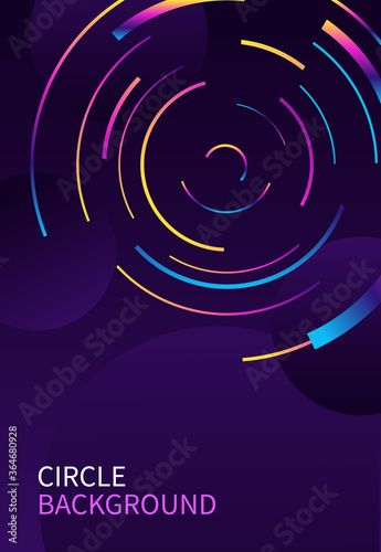 Abstract background with rainbow circle line on dark blue. Modern design background in modern futuristic style. vector illustration.