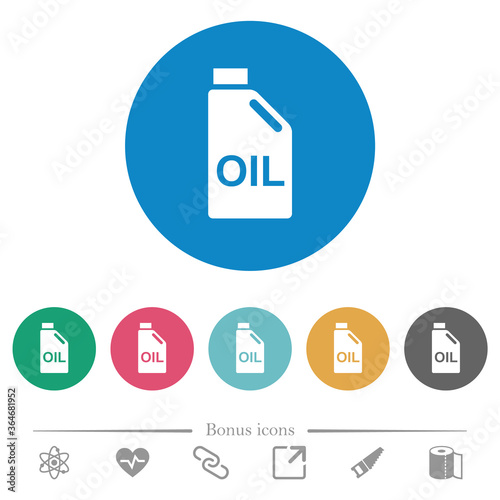Oil canister flat round icons