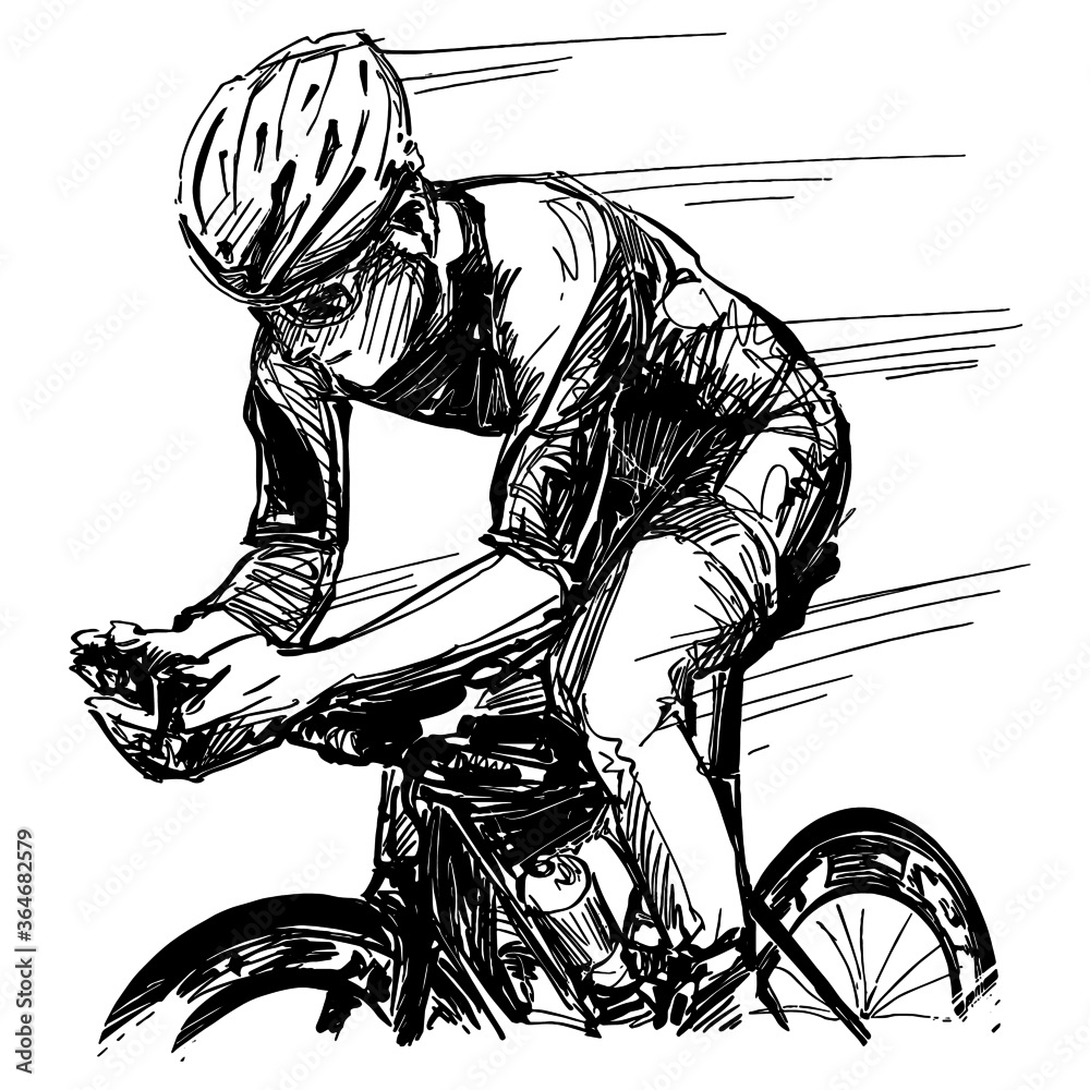 Drawing of the road bicycle competition  - obrazy, fototapety, plakaty 