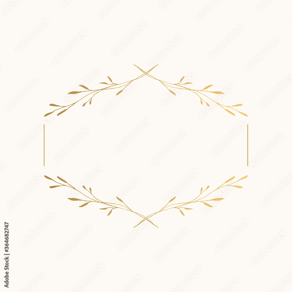 Golden elegant frame for wedding design. Vector isolated illustration. Golden elegant frame for wedding design. Vector isolated illustration.
