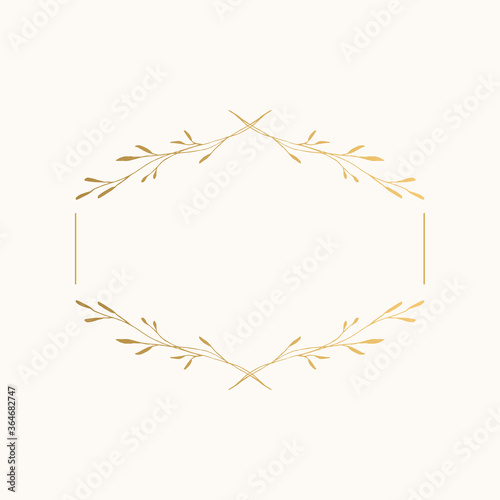 Golden elegant frame for wedding design. Vector isolated illustration.