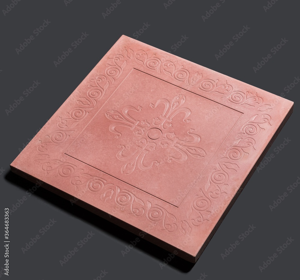 Fototapeta premium A sample of ground, wall stone shape on the unicolour background