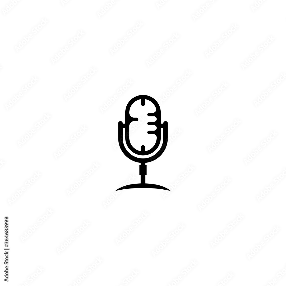 Microphone Classic stand icon logo design template for podcast streaming Microphone Classic stand icon logo design template for podcast streaming