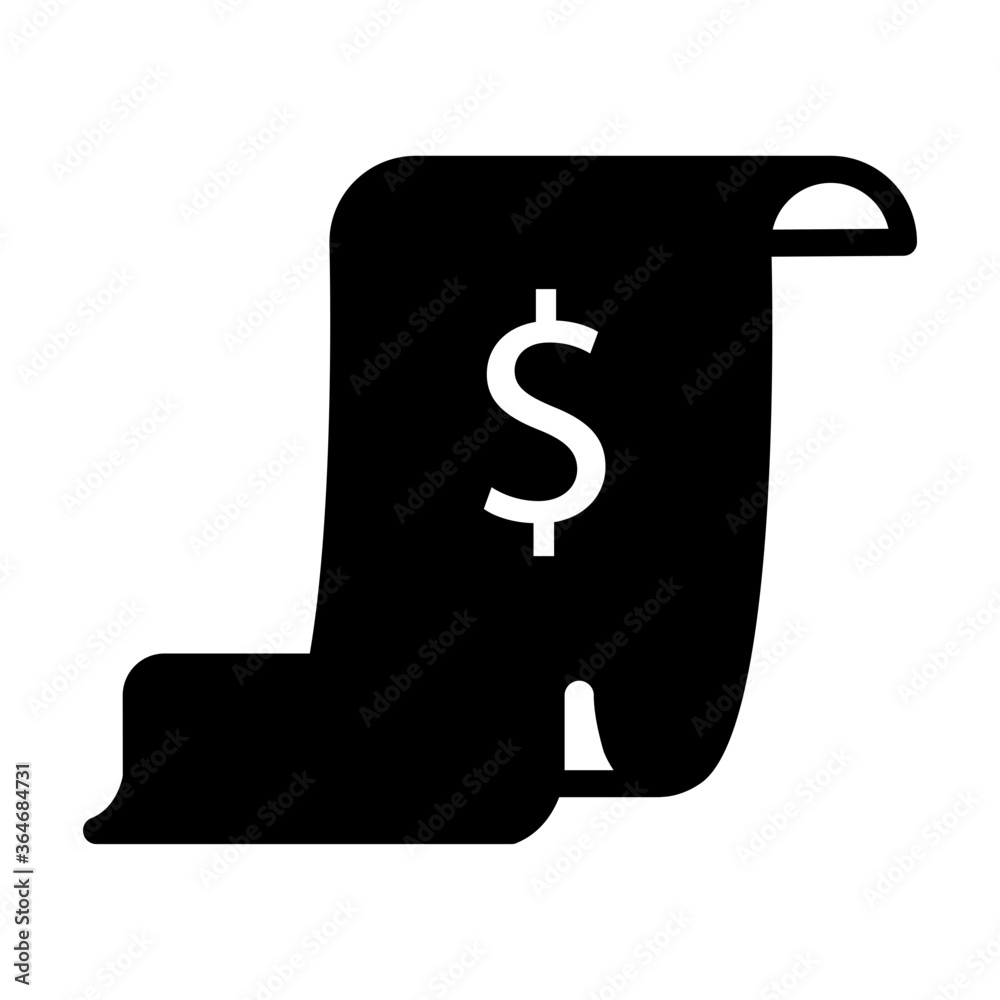 Receipt paper with dollar currency Receipt paper with dollar currency