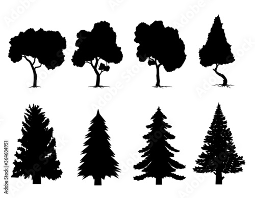 collection black tree Symbol style.and white background.Can be used for your work.