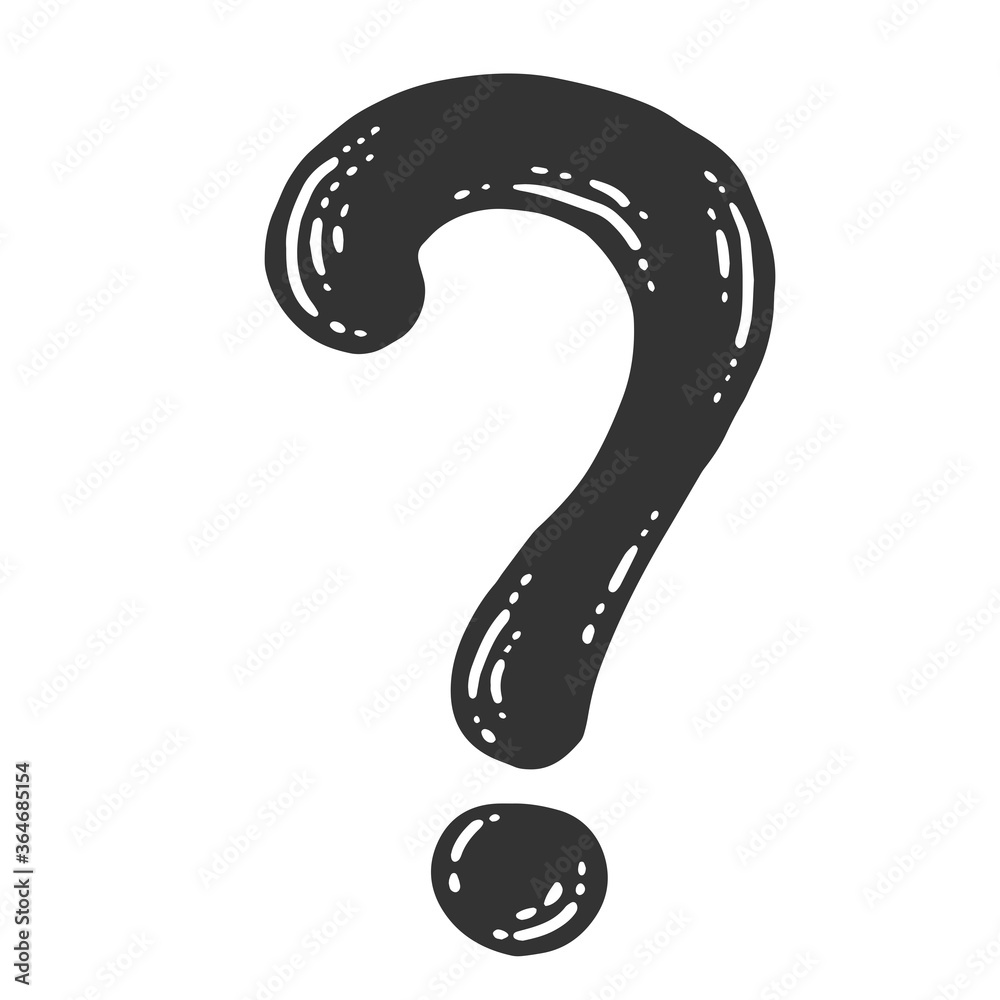 Symbol, question mark. Sketch scratch board imitation. Black and white. Symbol, question mark. Sketch scratch board imitation. Black and white.