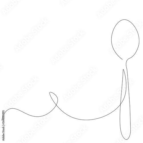Spoon silhouette one line drawing. Vector illustration