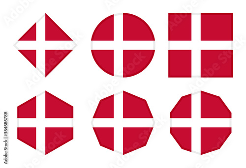 denmark flag icon set. isolated on white background