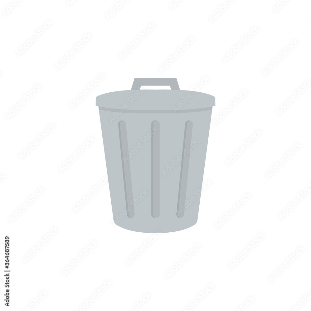 Trash can flat, basket icon, piece of cheese icon, vector illustration isolated on white background Trash can flat, basket icon, piece of cheese icon, vector illustration isolated on white background