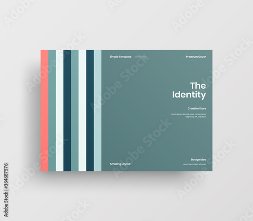 Creative business presentation vector A4 horizontal orientation front page mock up. Modern corporate report cover abstract geometric illustration design layout. Company identity brochure template.