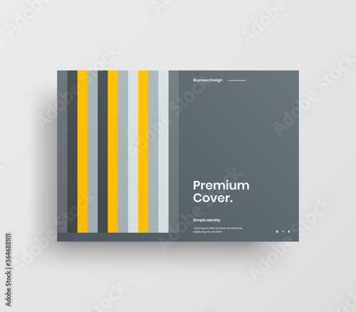 Creative business presentation vector A4 horizontal orientation front page mock up. Modern corporate report cover abstract geometric illustration design layout. Company identity brochure template.