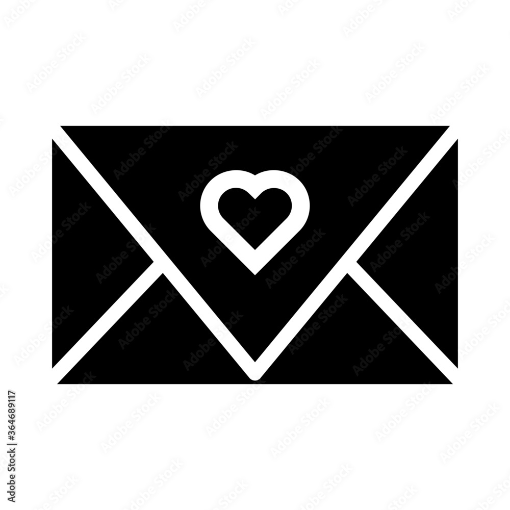 Love message icon with glyph style Love message icon with glyph style
