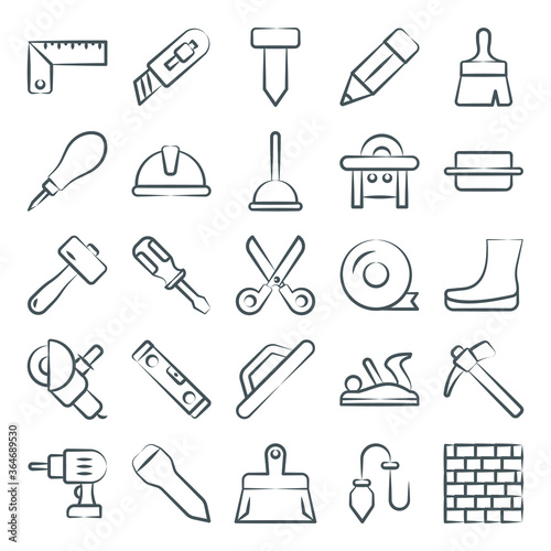 
Tools and Equipments Line Icons Pack 
