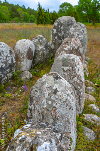 The Gannarves stone Ship is a tomb monument from the Bronze Age. Viking culture. Gotland. Sweden