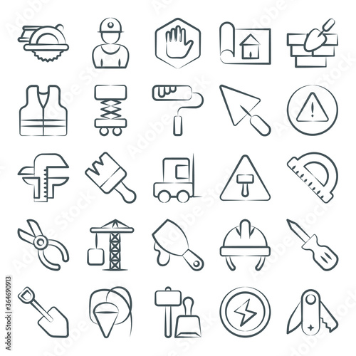 
Construction Tools Trendy Line Icons Pack 
