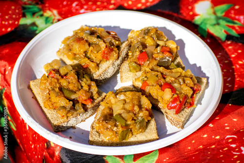 sandwiches with vegetables on a plate close-up