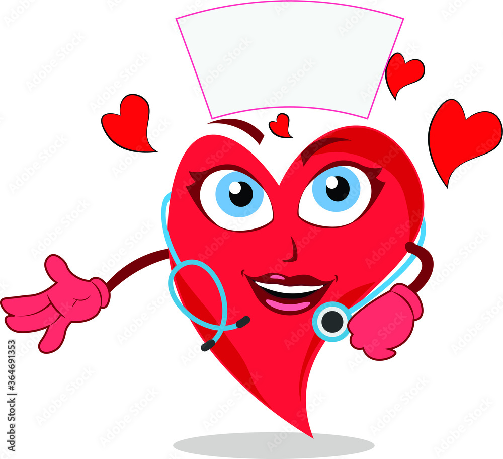 amazing doctor nurse funny heart action character with stethoscope amazing doctor nurse funny heart action character with stethoscope