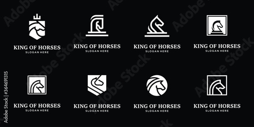 set collection horse logo design and business card inspiration luxury premium.