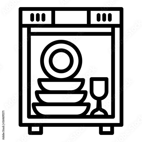 Full dishwasher icon. Outline full dishwasher vector icon for web design isolated on white background