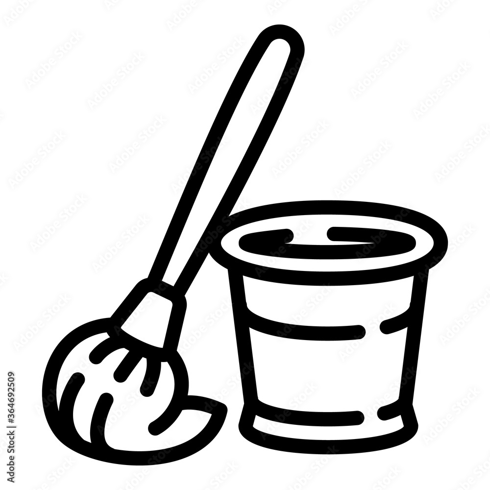 Mop bucket icon. Outline mop bucket vector icon for web design isolated