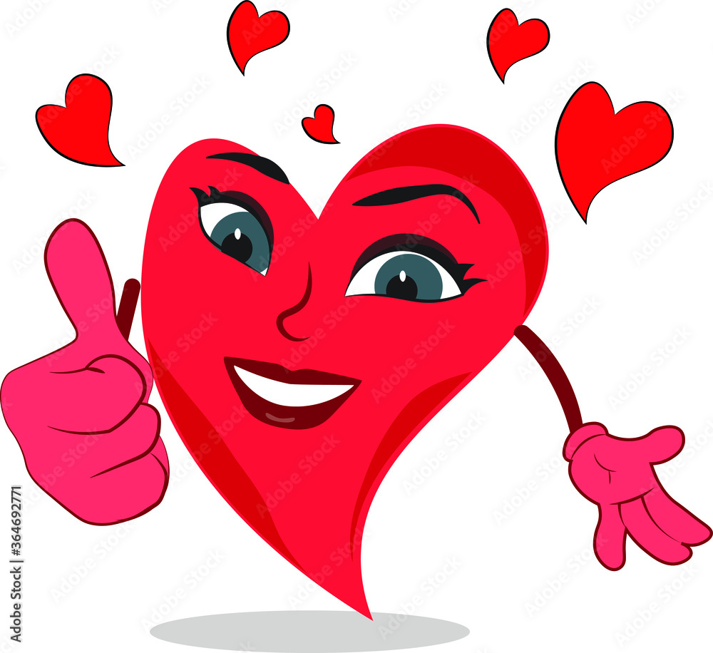 supercool funny heart lovely character giving a thumbs up supercool funny heart lovely character giving a thumbs up