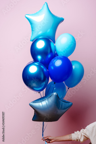 Composition of helium balloons photo