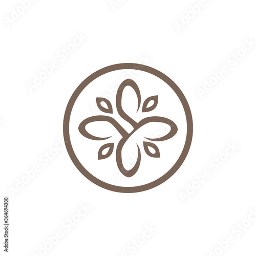 Vector leaf shape and monochromatic one. Abstract emblem  design concept  logo  logotype element for template.