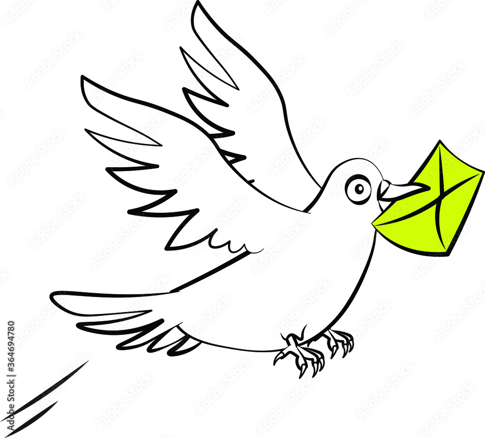 Fototapeta premium Pigeon flying with an envelope 