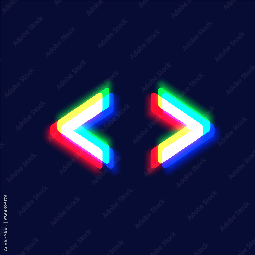 Realistic chromatic aberration character 'arrow' from a fontset, vector illustration Realistic chromatic aberration character 'arrow' from a fontset, vector illustration