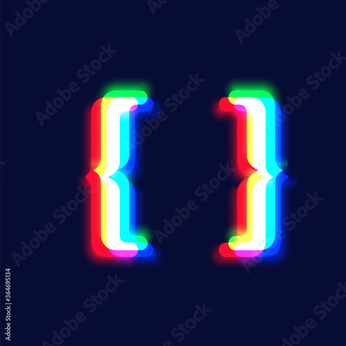 Εκτύπωση καμβά Realistic chromatic aberration character 'bracket' from a fontset, vector illust