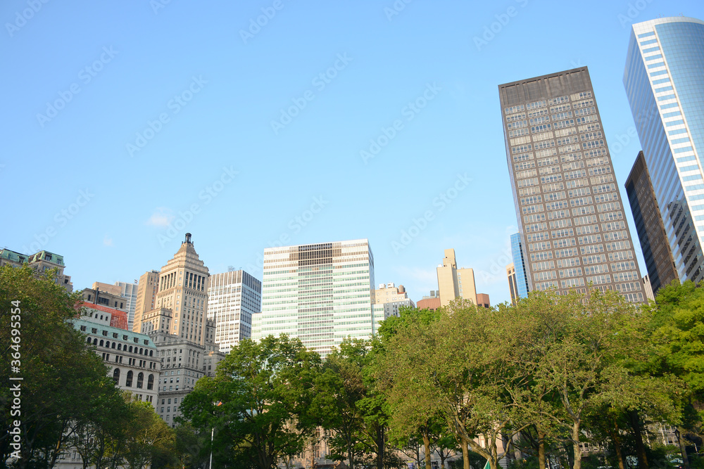 New York, USA - May 30, 2019: Battery Park in Lower Manhattan