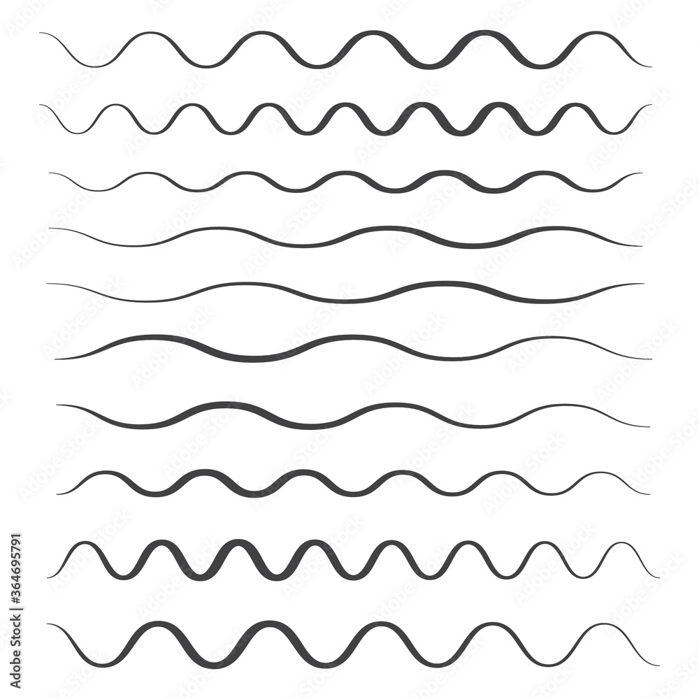 Waves outline icon. Wave thin line symbol. set of zigzag and wave borders Waves outline icon. Wave thin line symbol. set of zigzag and wave borders