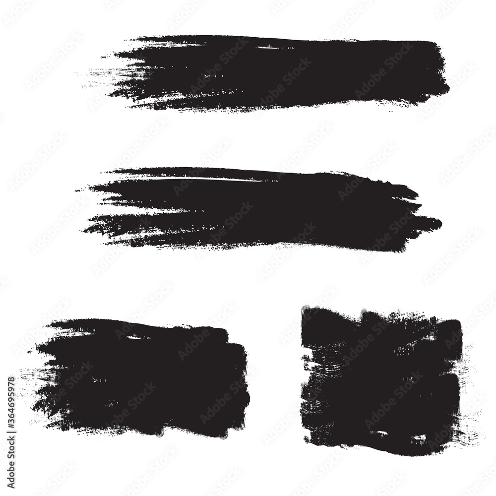 Black brush stroke set isolated on white background. Trendy brush stroke vector for black ink paint, grunge backdrop, dirt banner, watercolor design and dirty texture. Brush stroke vector illustration